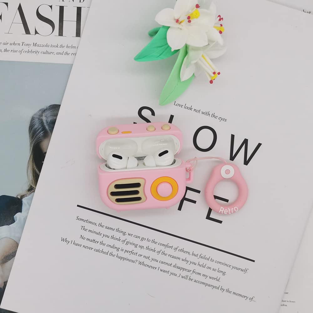 Airpods Pro用 レトロラジオケース ピンク Amazon.co.jp: レトロラジオ AirPods Proケース、保護シリコン